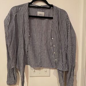 Rails Blue & White Striped button down with tie at the bottom! Size Small!